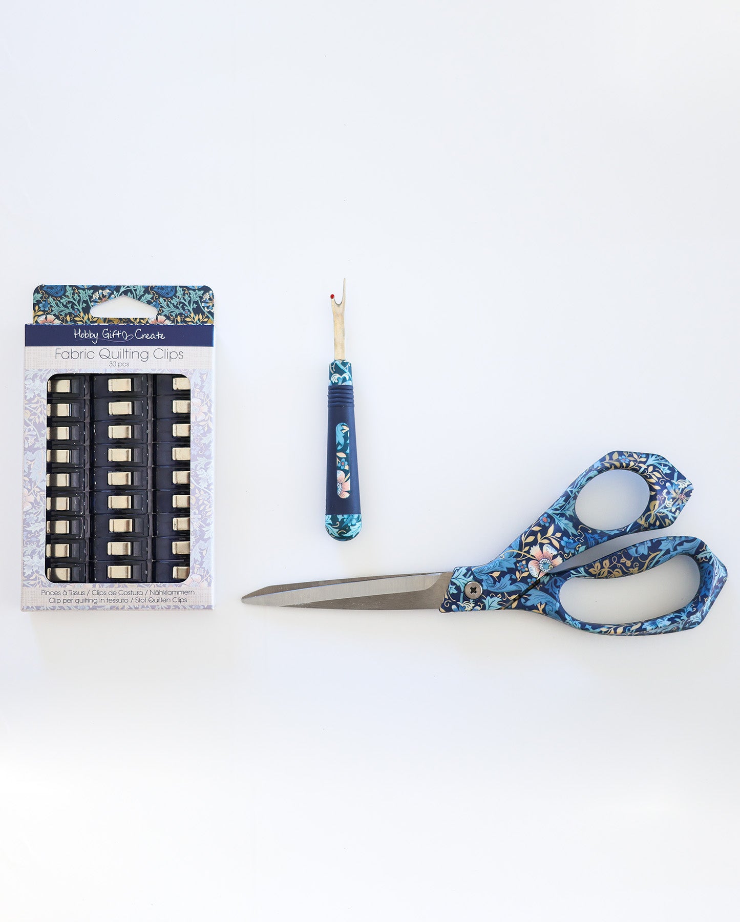 Floral Sewing Kit – Scissors, Seam Ripper and Fabric Clips